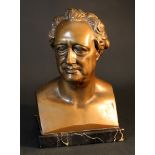 Johann Wolfgang von Goethe (1749-1832), bronze bust with original patina on marble base; around