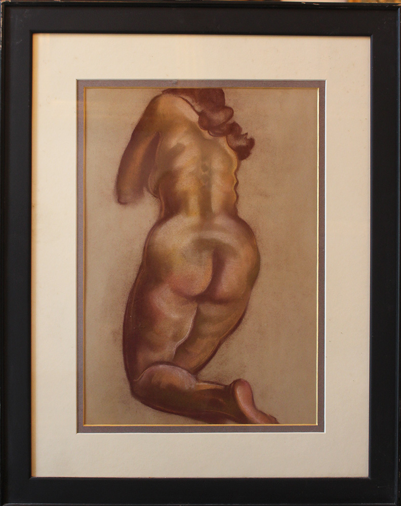 Czech artist around 1930, Female nude study; pastell on paper, framed by Smolka, Vienna; under