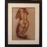 Czech artist around 1930, Female nude study; pastell on paper, framed by Smolka, Vienna; under