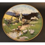 Villaroy & Boch ceramic dish by Mettlach with a design by F. Reils showing a painted landscape
