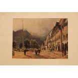 Rudolf von Alt (1812-1905), Graphic of the Esplanade in Bad Ischl, in passepartout.200x270mm