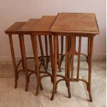 A set of four Jugendstil jour tables, in pull-out system; each with four legs and fit connections;