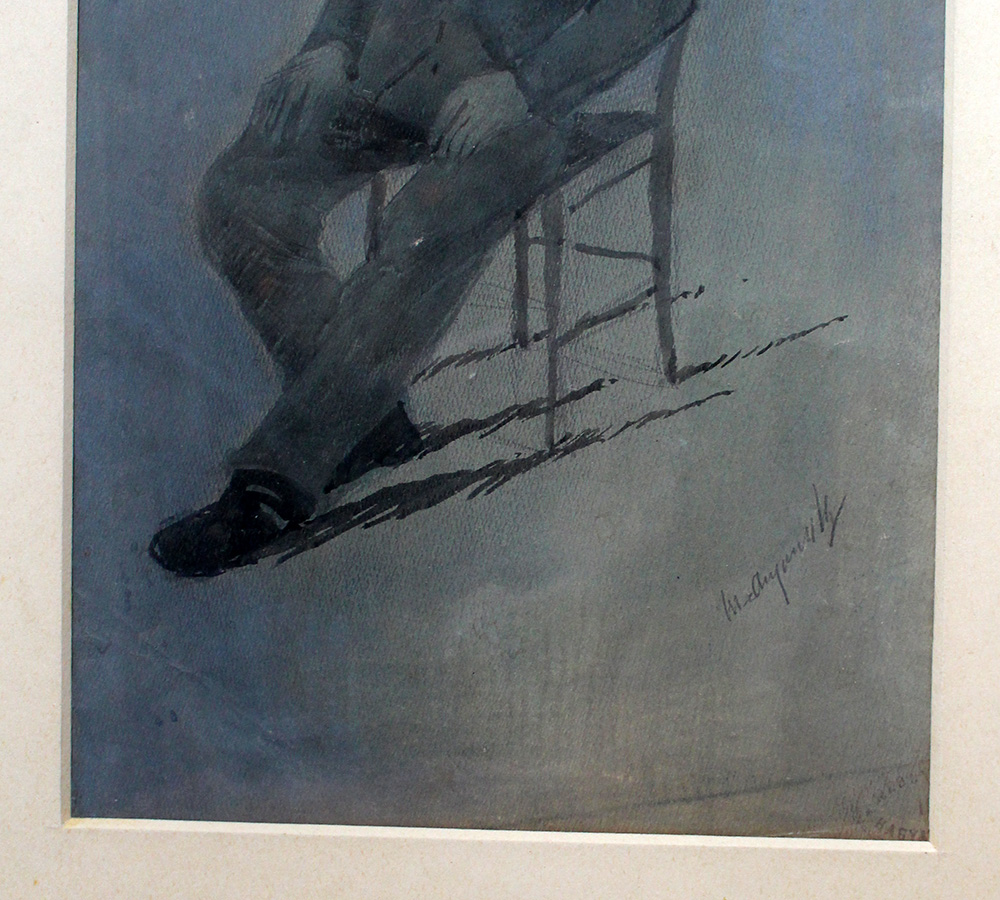 László Mednyánszky (1852-1916)-attributed, Study of a sitting man, described and stamped bottom - Image 3 of 3