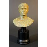 Bronze bust of Roman emperor, possibly Trajan (53-117 n.C.), in ancient manner; bronze cast with