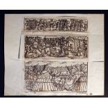 Hans Burgkmair (1473-1531), Lot of 3 woodcuts showing farmer and a soldiers' camp, woodcut on