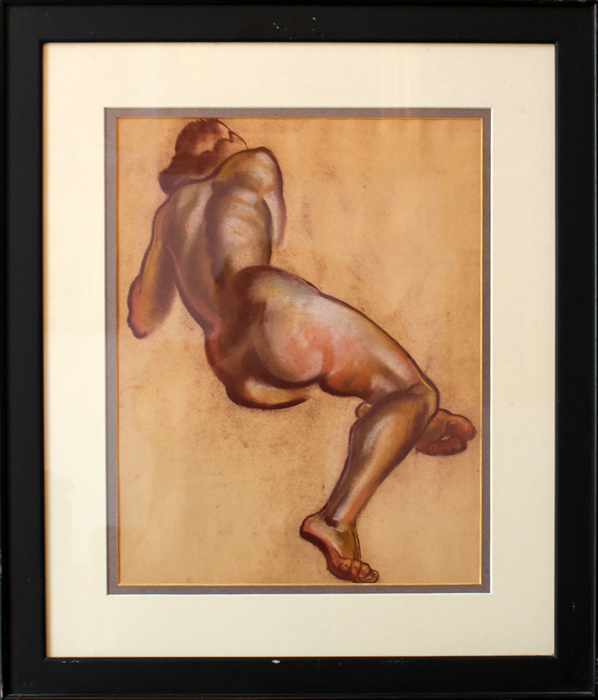 Czech artist around 1930, Female nude study; pastell on paper, framed by Smolka, Vienna; under