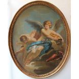 Jean Honore Fragonard (1732-1806)-circle, Cupido with angel on a cloud in the sky; oil on canvas,