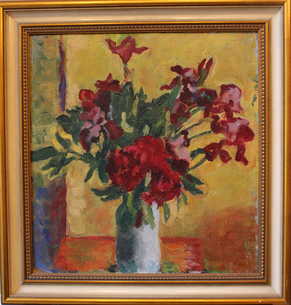 Nemec, artist around 1920, flower still life, signed bottom right, framed; on the reverse