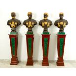 Four bronze busts of Roman emperors, fine bronze cast with original hand finished and patina, partly