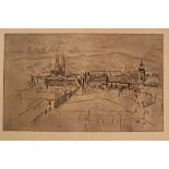 Max Pollak (1886-1950), Lot of two etchings, views of Vienna around 1920, on paper.