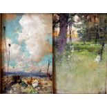 Enrique Serra y Auque (1859-1918)-attributed, A pair of paintings showing landscapes, oil on