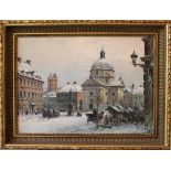 W?adys?aw Chmieli?ski (1911-1979), Winter market scene in old Warsaw, oil on canvas, framed,