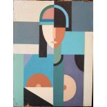 French artist 1st half 20th Century, Cubistic portrait; oil on panel, monogrammed bottom left.