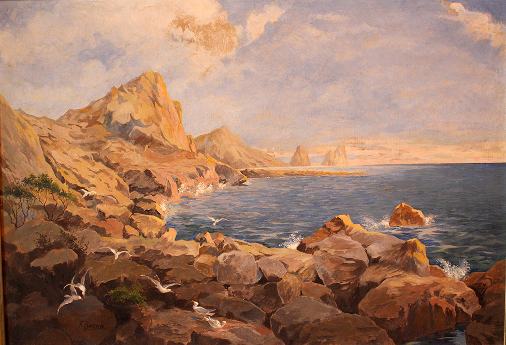 Artist first half 20th Century, The coast of Capri; oil on board, framed.50x70cm - Image 2 of 3