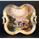 German porcelain plate with king and officer praying in landscape, painted on white ground, with