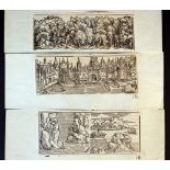 Hans Burgkmair (1473-1531 ), Lot of three woodcuts showing a coastline, a habour and soldiers in