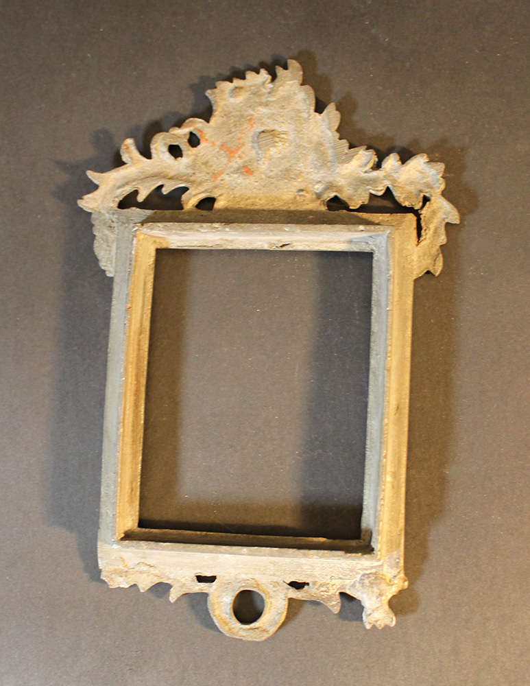 Miniature frame with decorations, pewter with open work; Austrian second half 18th Century.17,5x11 - Image 3 of 3