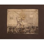 French or English engravig, early or mid of the 19th Century, a box fight, on paper.180x150mm