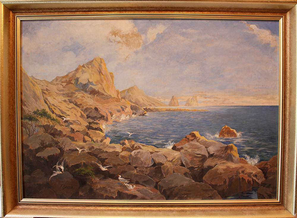 Artist first half 20th Century, The coast of Capri; oil on board, framed.50x70cm