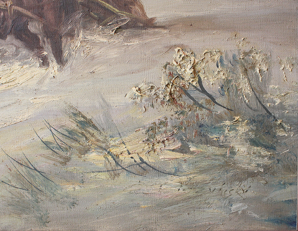 Janos Viski (1891–1987), Troika in winter landscape, oil on canvas, signed bottom right.58x90cm - Image 3 of 3