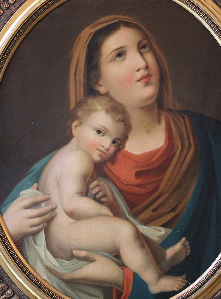 North Italian school around 1800, Madonna with child, oil on canvas in a gilded highly decorative - Image 3 of 3