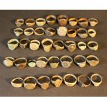 A set of 39 different bronze rings; possibly Roman/Byzantinic and medieval; in different sizes and