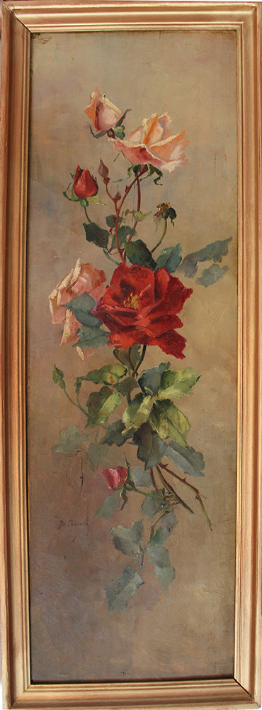Pair of French flower still lifes, singed B. Pradier; oil on wooden panel, framed; around 1900. - Image 2 of 3