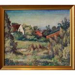 Richly, artist 20th Century, Houses in landscape; oil on canvas, framed.47x55,5cm