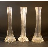 Lot of three transparent Art Deco glass vases.