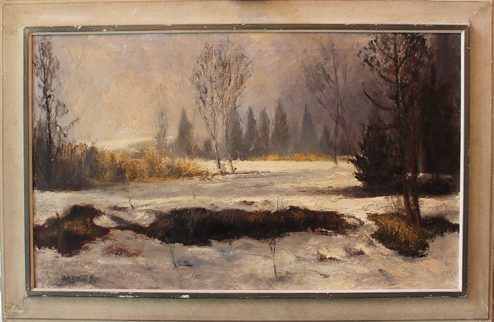 Max Baer (1910-1993), Winter landscape; signed bottom left, oil on canvas, on the reverse old