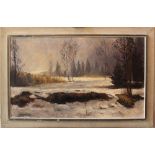 Max Baer (1910-1993), Winter landscape; signed bottom left, oil on canvas, on the reverse old