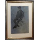 László Mednyánszky (1852-1916)-attributed, Study of a sitting man, described and stamped bottom