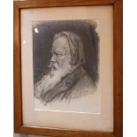 Johannes Brahms (1833-1897)-etching around 1900, with inscription, in passepartout, framed, under
