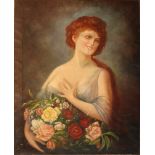 Berlin artist early 20th Century, Girl with roses, signed and dated bottom right Berlin 1909; oil on