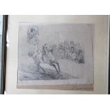 Theodor Hosemann (1807-1875), Two pencil circus drawings of an artist show, girl riding and a lion