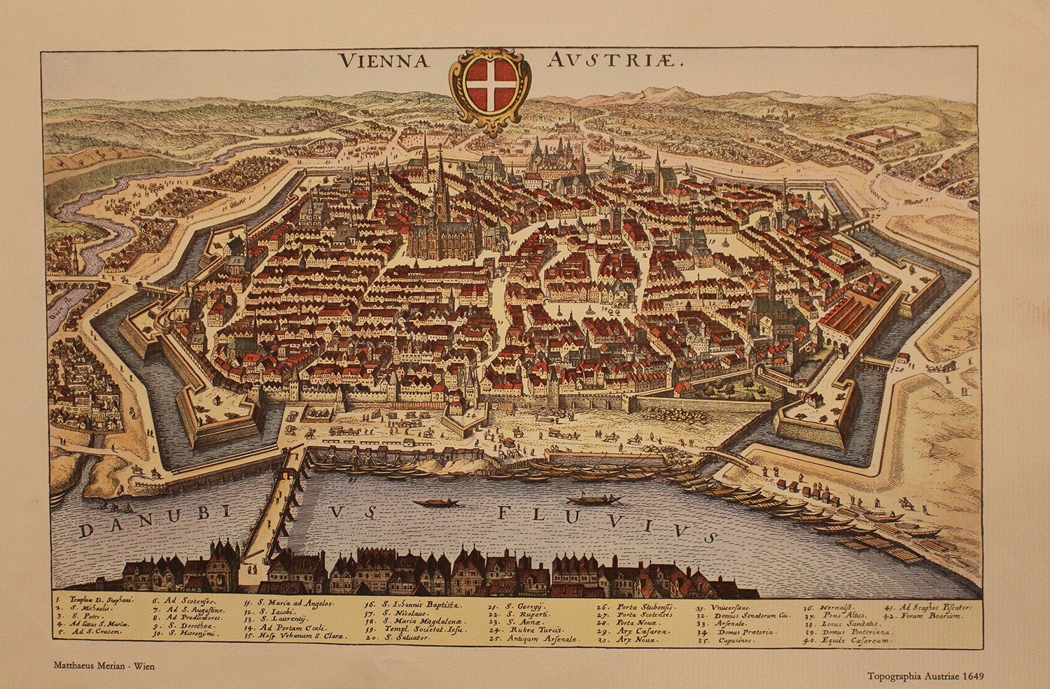 A lot of 3 colour prints on paper showing Vienna, Krems and Klagenfurt; partly discribted and with a