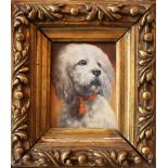 Carl Reichert (1836-1918)-attributed, Portrait of a dog, oil on wooden panel, signed bottom left,