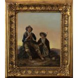 Artist 1st half 19th Century, Two shepherds in landscape; oil on canvas; described Ranflt 1854