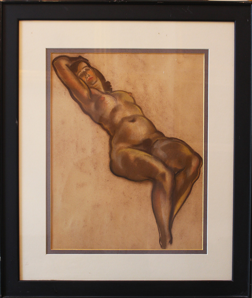 Czech artist around 1930, Female nude study; pastell on paper, framed by Smolka, Vienna; under