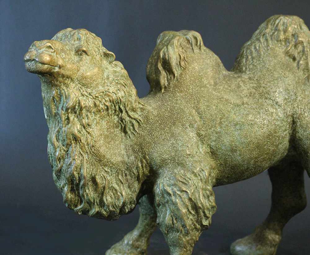 Chinese bronze sculpture of a camel with greenish patina; naturalistically sculpted. height 33cm, - Image 3 of 3