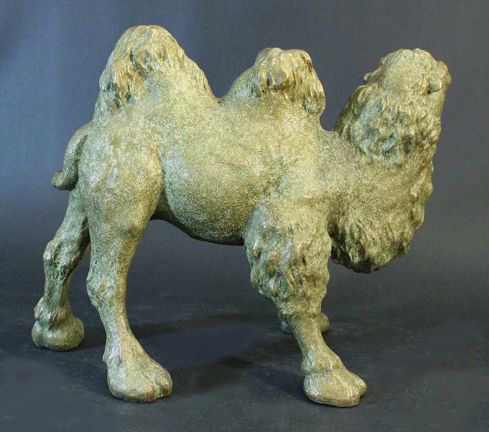 Chinese bronze sculpture of a camel with greenish patina; naturalistically sculpted. height 33cm, - Image 2 of 3