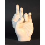 Sinotibetian marble Buddha's hand; cream colour marble; the hand open with symbolic gesture; Qing