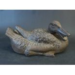 Chinese resting duck, Yixing dark ceramic; naturalistically sculpted; Qing Dynasty. height 20cm,
