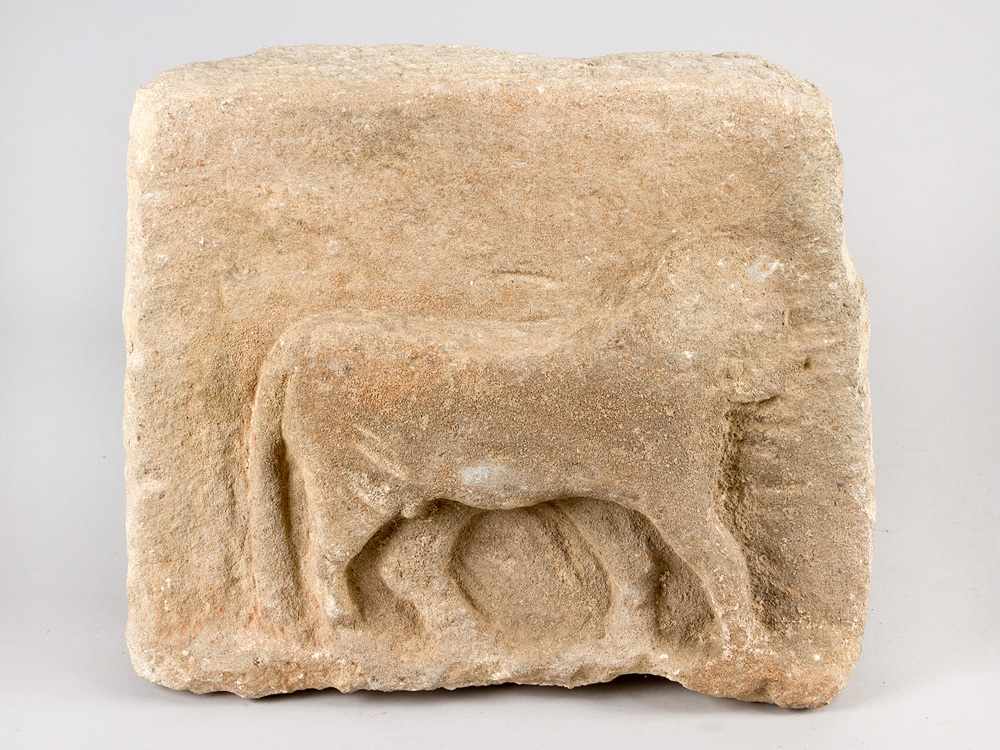 A Roman stone relief of a horse in standing position; damages and parts missing; possibly 1st