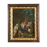 Austrian School early 18th Century, The holy family; oil on wooden panel; framed. 16,5x12cm