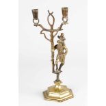 German Christophorus candlestick, bronze, on octangonal stepped base, in the centre Christophorus