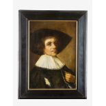 Frans Hals (1580-1666)-follower, Portrait of a Gentleman; oil on canvas, framed. 33x22cm