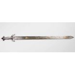 An oriental possibly shia decoration or official sign sword; with richly caligraphic decorated plate