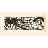 Heinrich Campendonk (1889-1957)-graphic, Animals, on the reverse described Campendonk, woodcut.