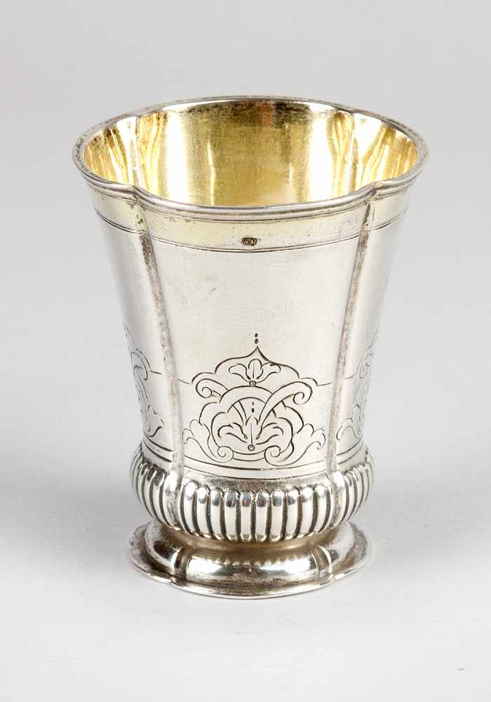 A Vienna silver baker in round concave shape with one small foot and smaller lower ring; with fluted